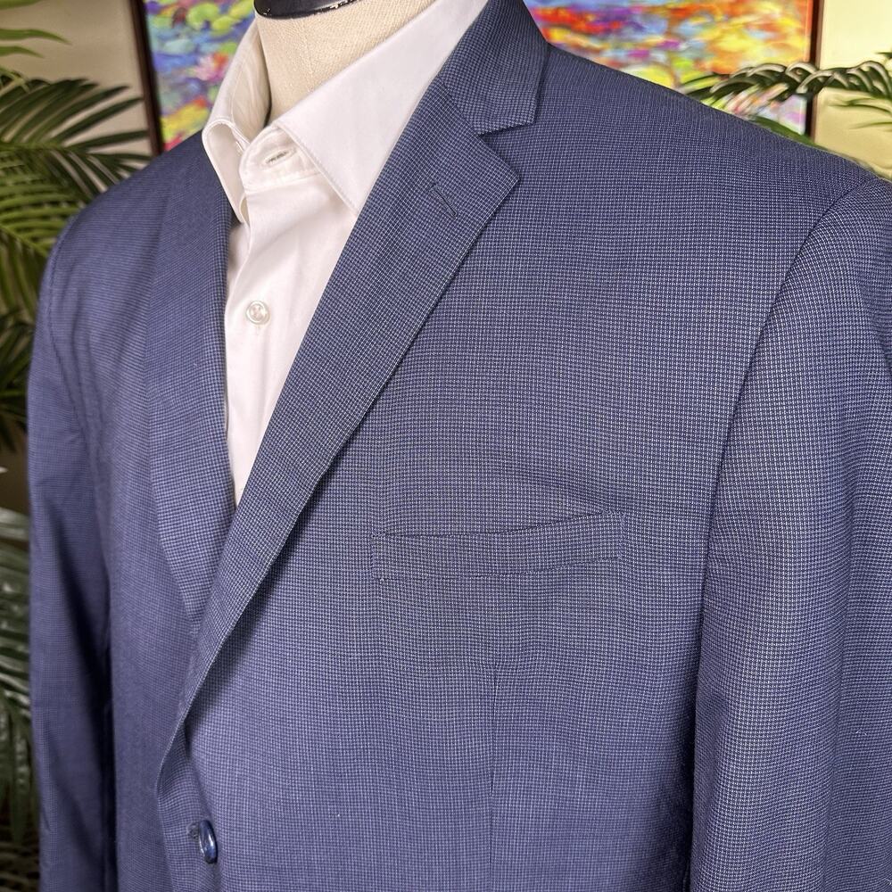 Munsinger Original Penguin Men 46R Sport coat Blazer Navy tiny tonal check